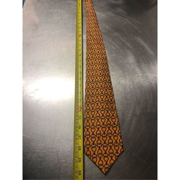 Gucci Men’s Silk Yellow and Red Rope Designer Dress Tie - Picture 2 of 9